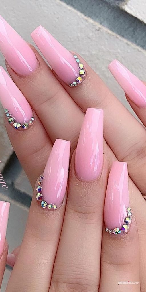 acrylic nails designs hot pink