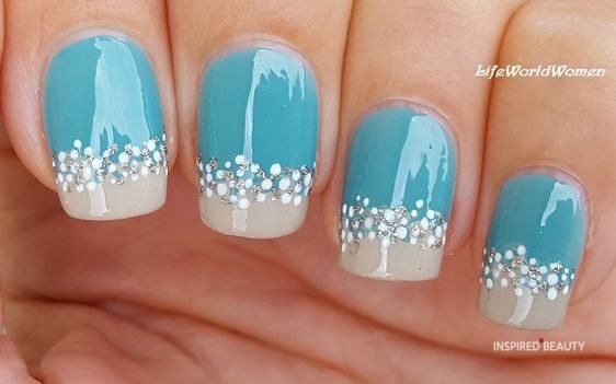 blue and white beach nails design ideas 