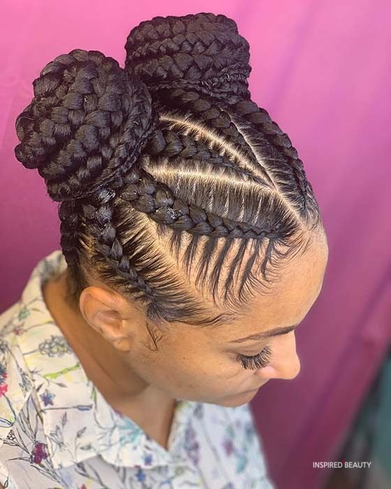 19 Box Braids With Bun Hairstyles - Inspired Beauty