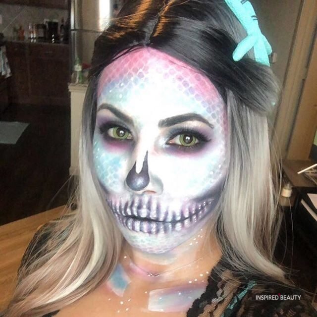 Glitter Skull Makeup Colorful Halloween  