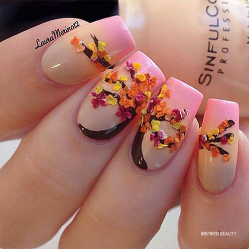 coffin autumn/fall nails