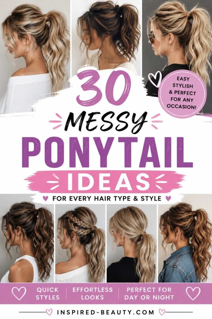 30 messy ponytail hairstyle