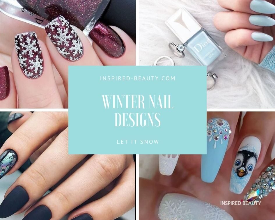 9. Blue and Pink Winter Nail Design 2024 - wide 2