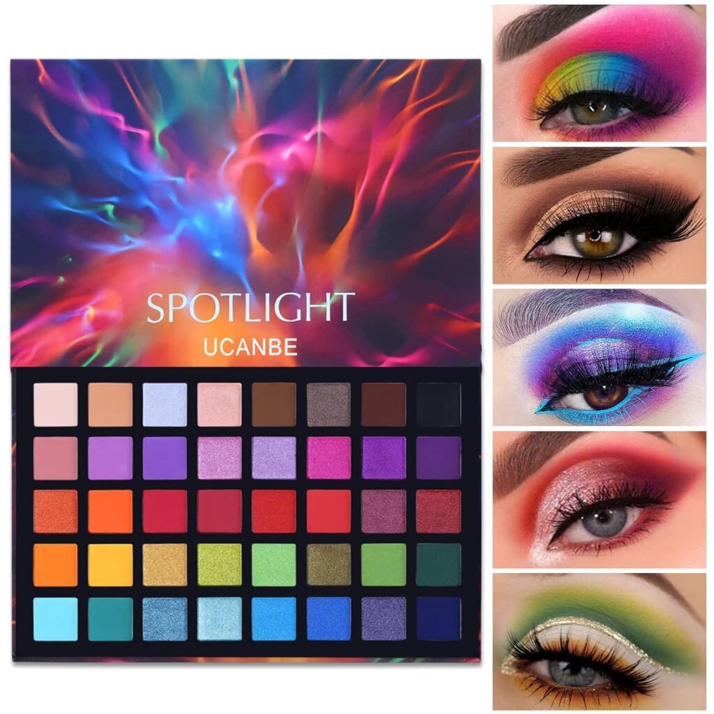 UCANBE Spotlight Eyeshadow Palette Professional 40 Color Eye Shadow Matte Shimmer Makeup Pallet Highly Pigmented Colorful Powder Long Lasting Waterproof
