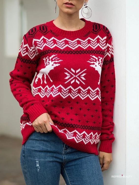 red and white Ugly Christmas sweater