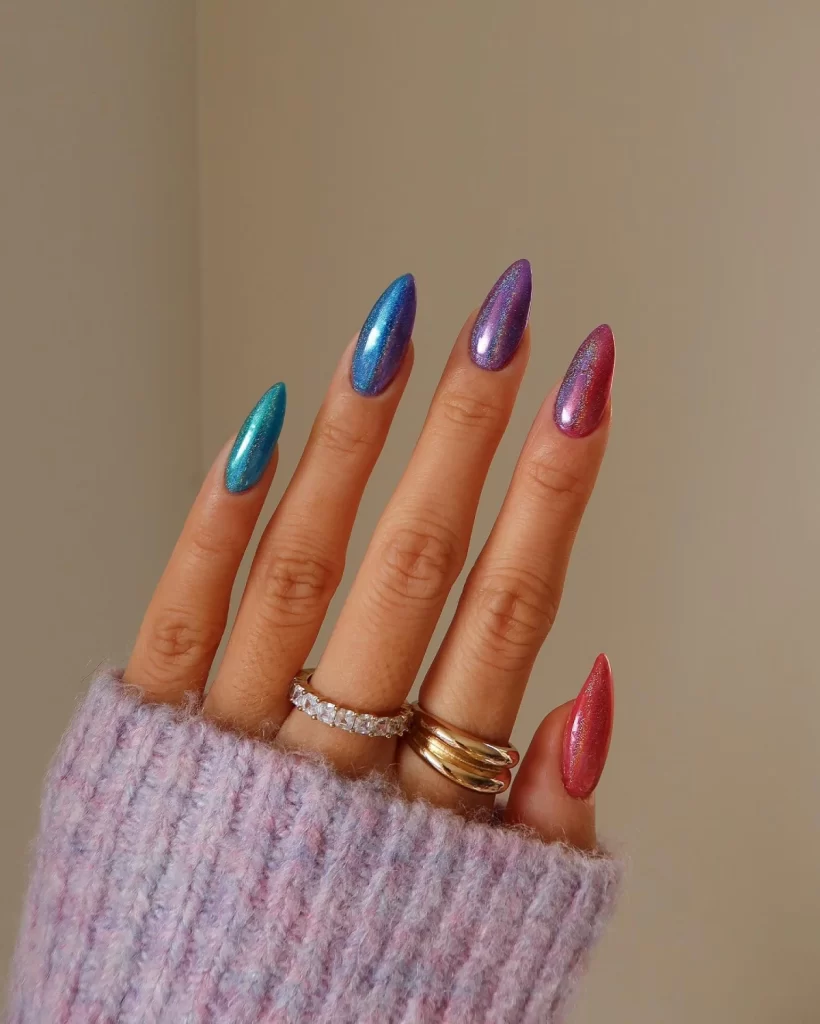 cute holographic  nails