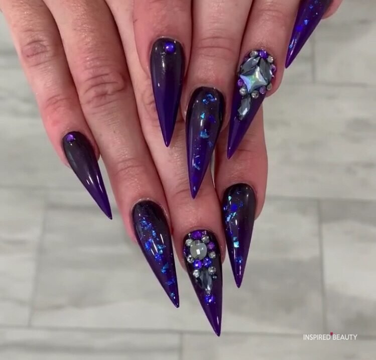 purple pointy nails