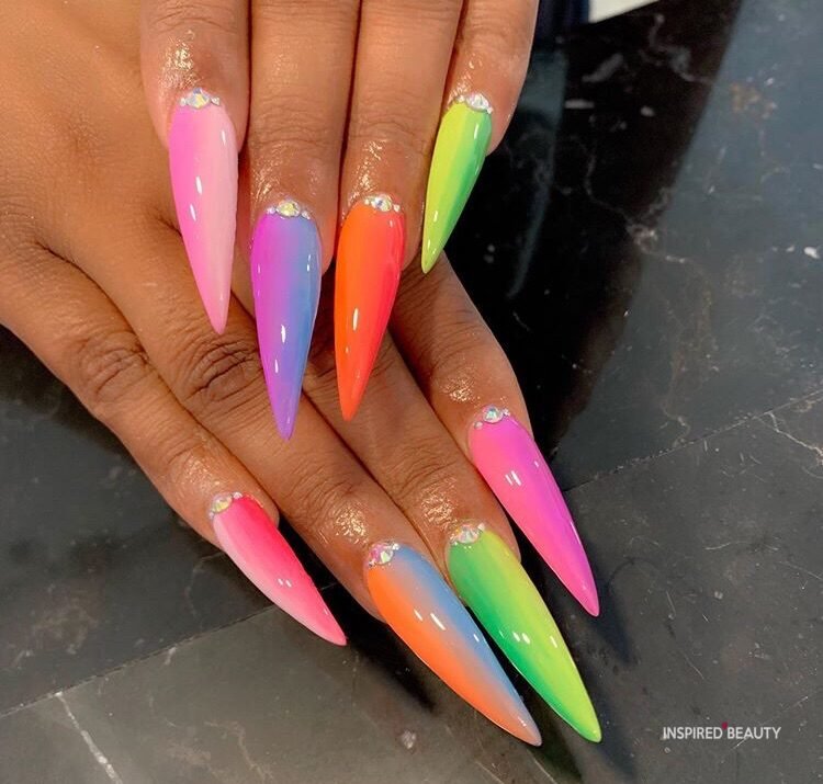 Ombre multi color nails
