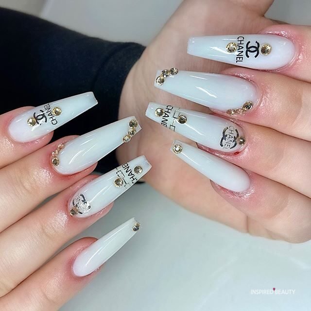 simple black and white nails