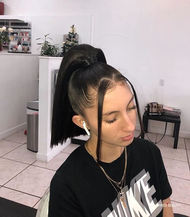 ponytail with two strands in front