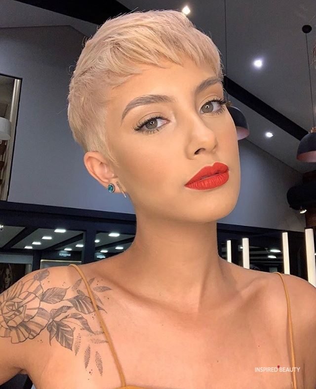  Platinum Blonde Crop shaved haircuts for women