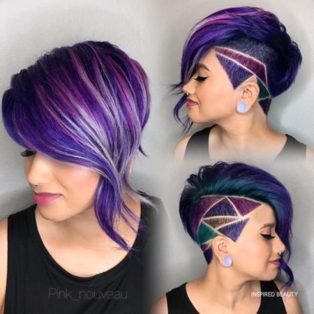 Geometric Purple Pixie Haircut for woman