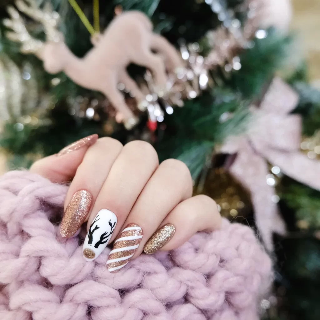 Rose Gold Christmas Nails