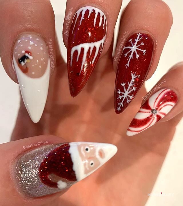 holiday santa nails