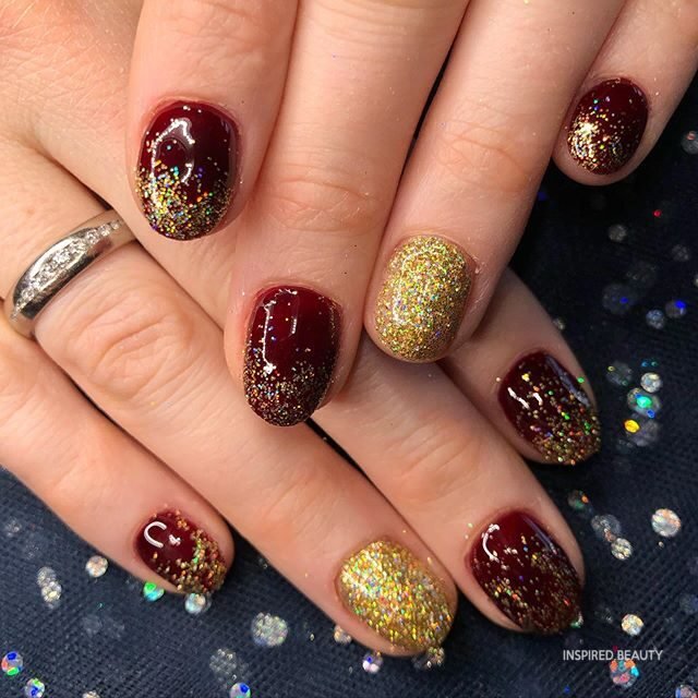gold and red nails