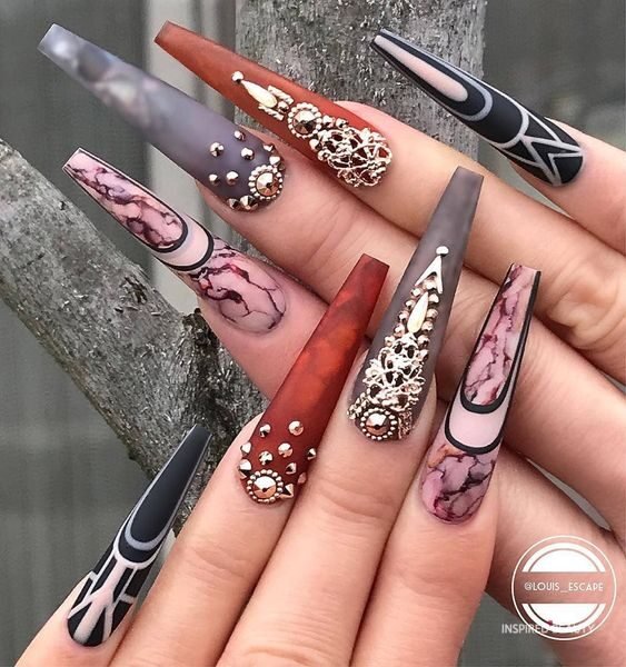 Stylish Long nail art 