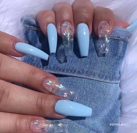 Butterfly Cute Blue Acrylic Nails