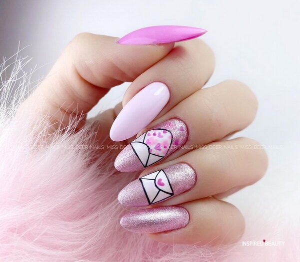 valentines acrylic nails 