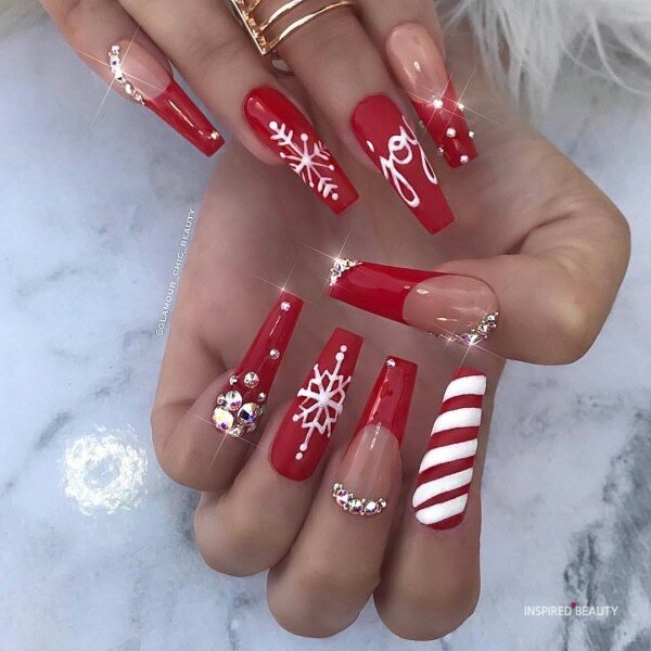 38 Stunning Coffin nails with diamonds - Inspired Beauty