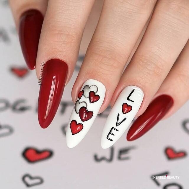 love red and white nails