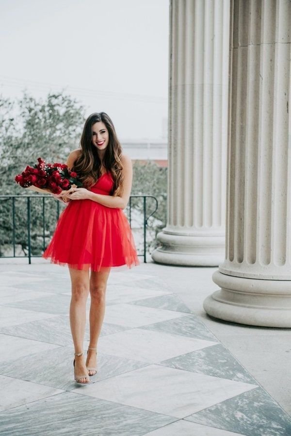 Cute Red Valentine Dress with Heels