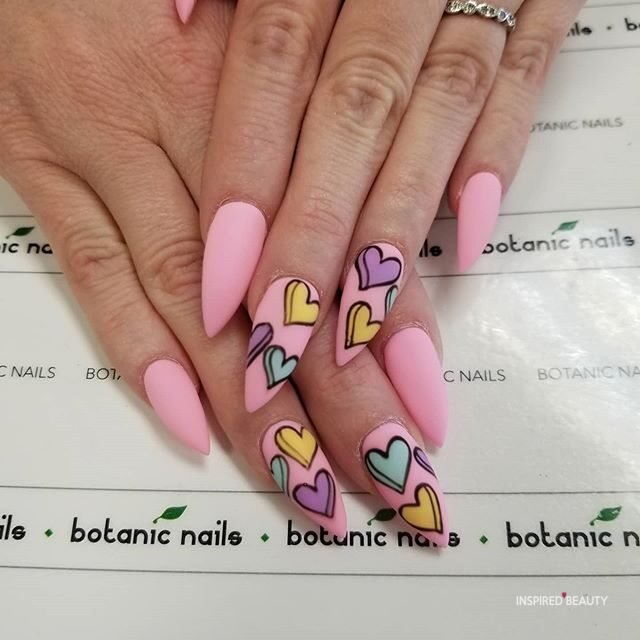 pink matte nails