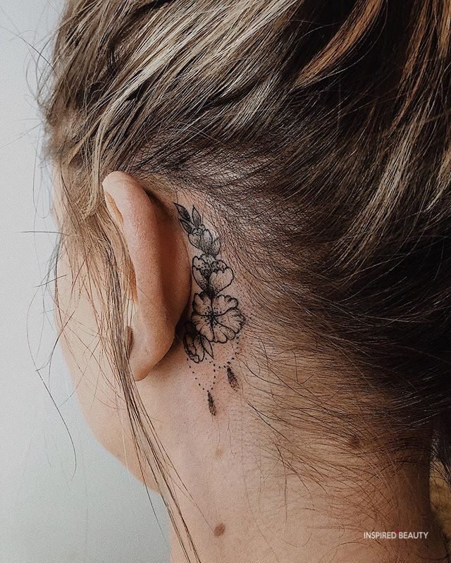 Behind the ear cute small tattoo ideas