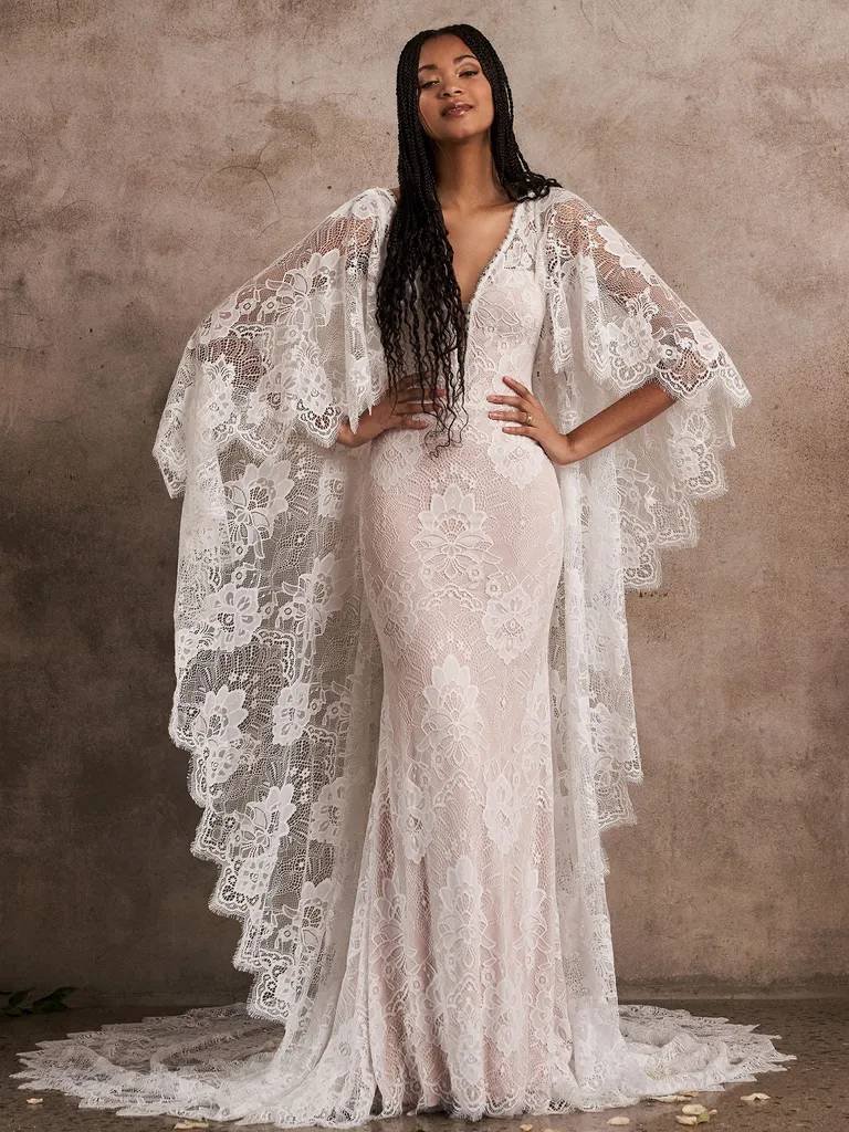 Cape Dress modern wedding dress