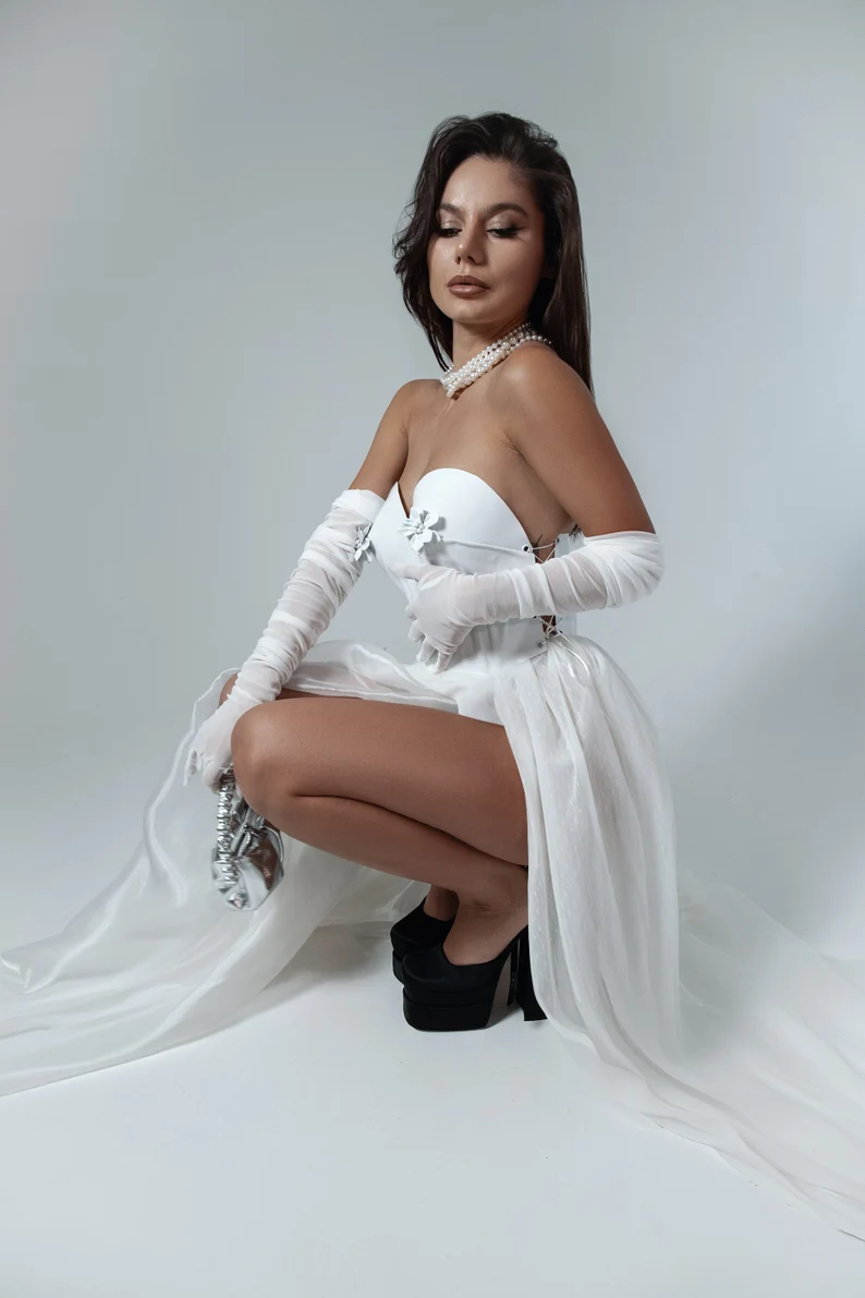 Non Traditional Bridal Corset Top Modern Art Wedding Look