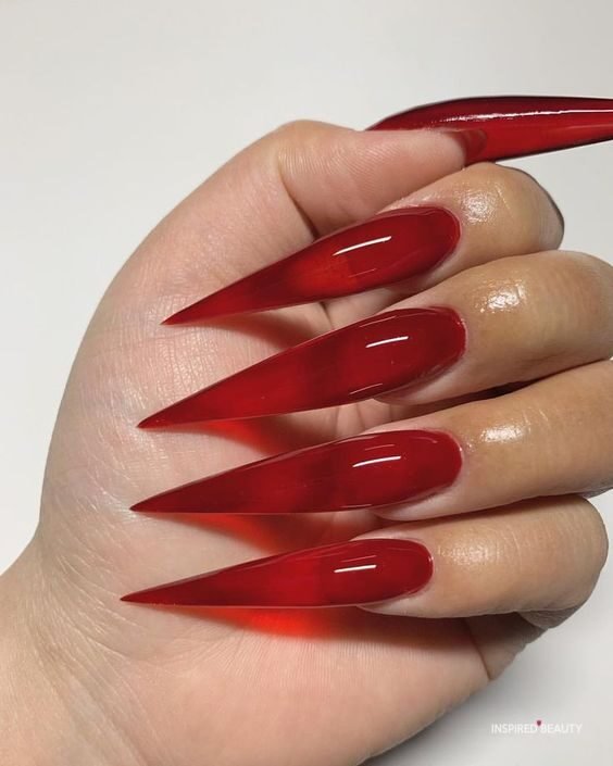 red stiletto nail designs
