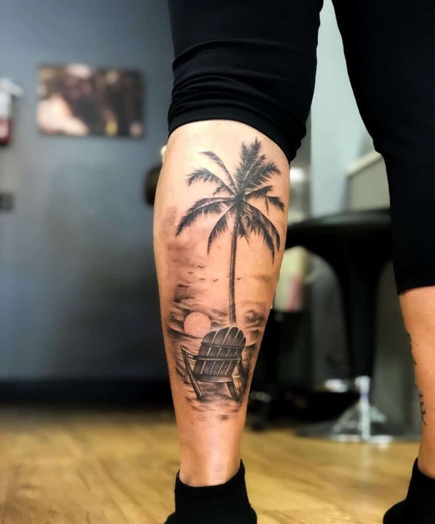 Palm Tree With Sunset Tattoo
