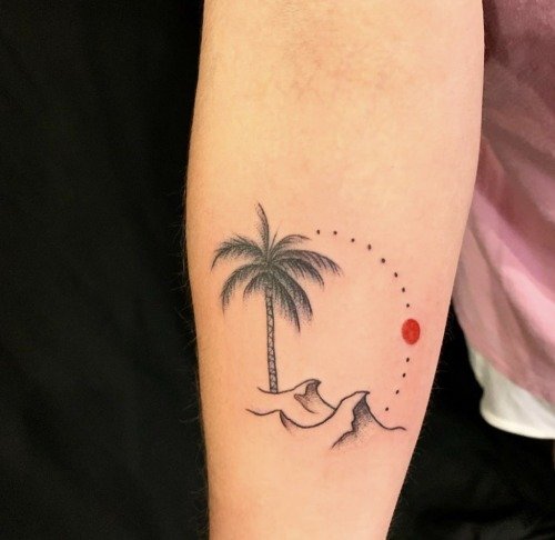 Palm tree tattoo wrist