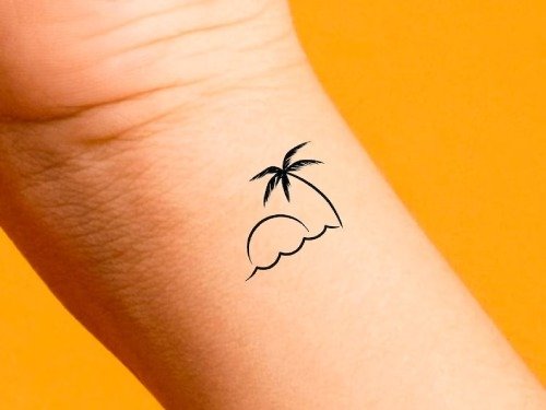 palm tree with wave tattoo