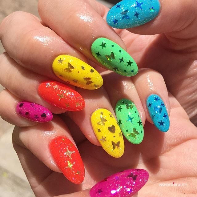 Glitter Rainbow Nails
