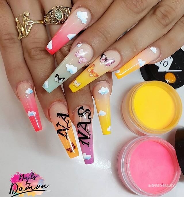 bright summer nails long