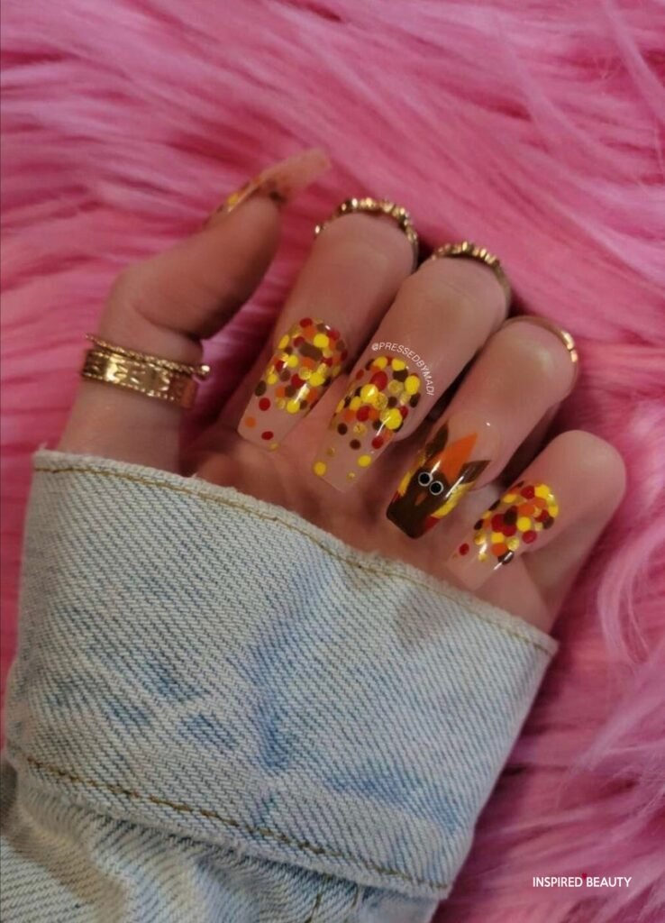 thanksgiving glitter nails