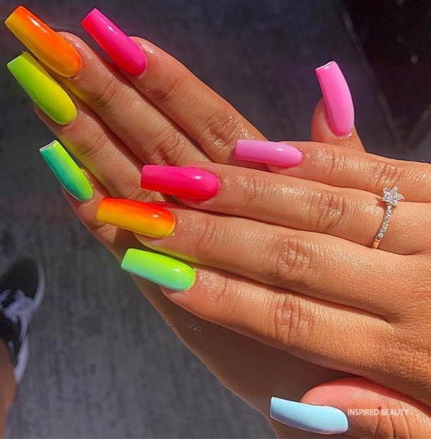 bright summer nails long