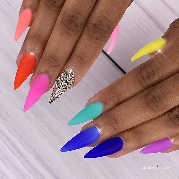 colorful matte nails