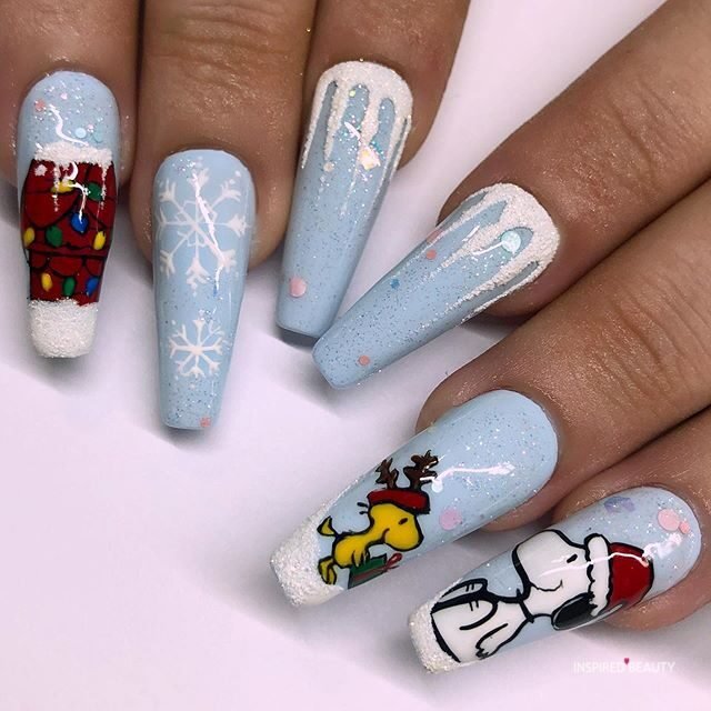 Cartoon nail art for Christmas 