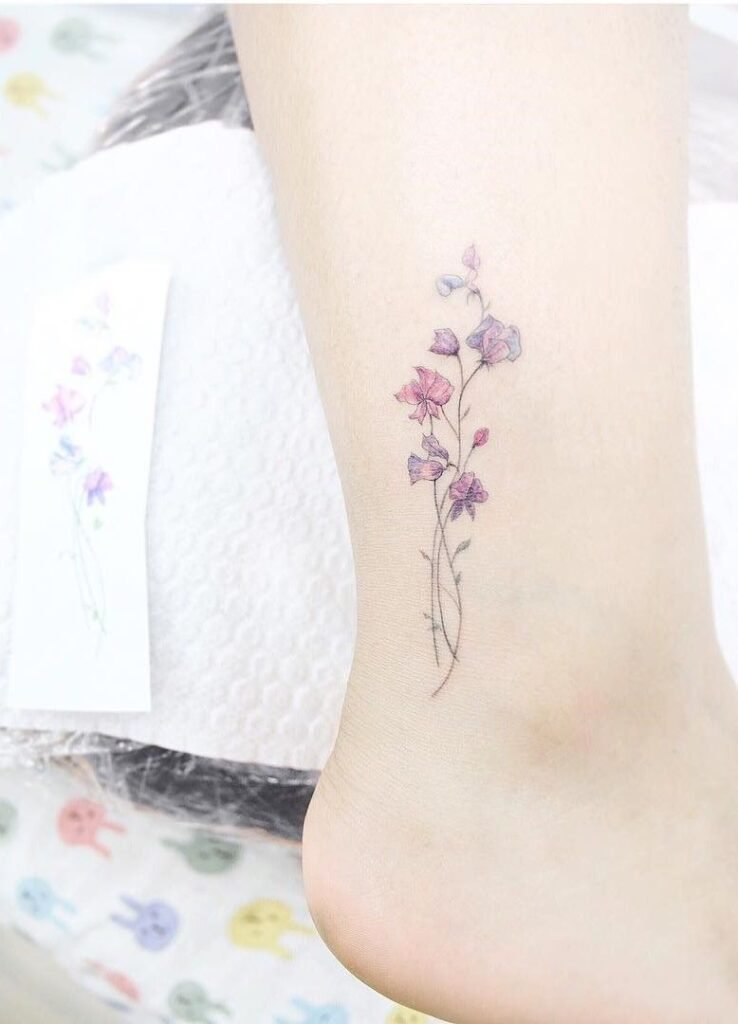 ankle rose tattoo