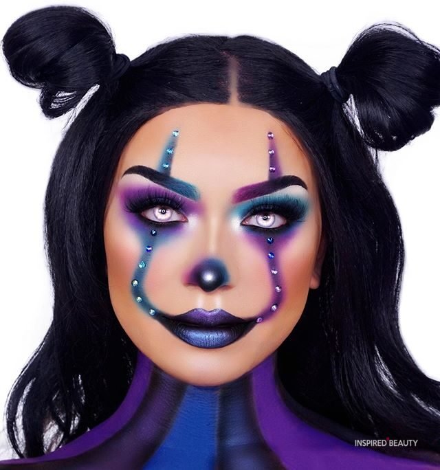 blue clown halloween makeup