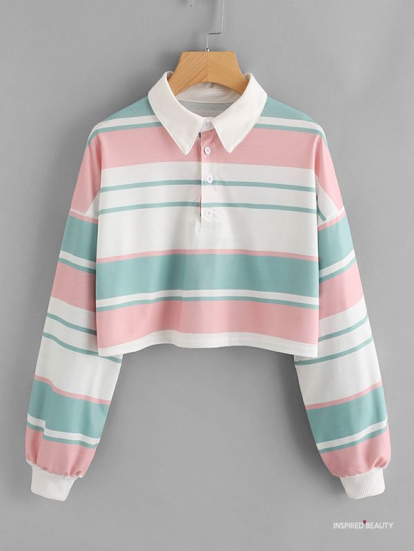Cute Pink and Blue pastel Strips Blouse
