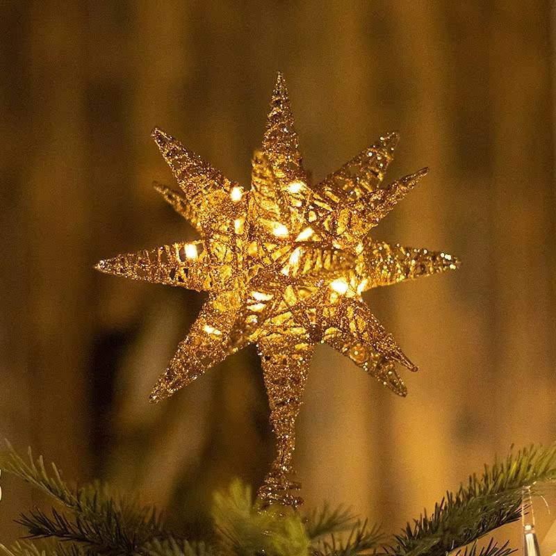 Gold Star Christmas Tree Topper, 3D Star Lighted Tree Topper