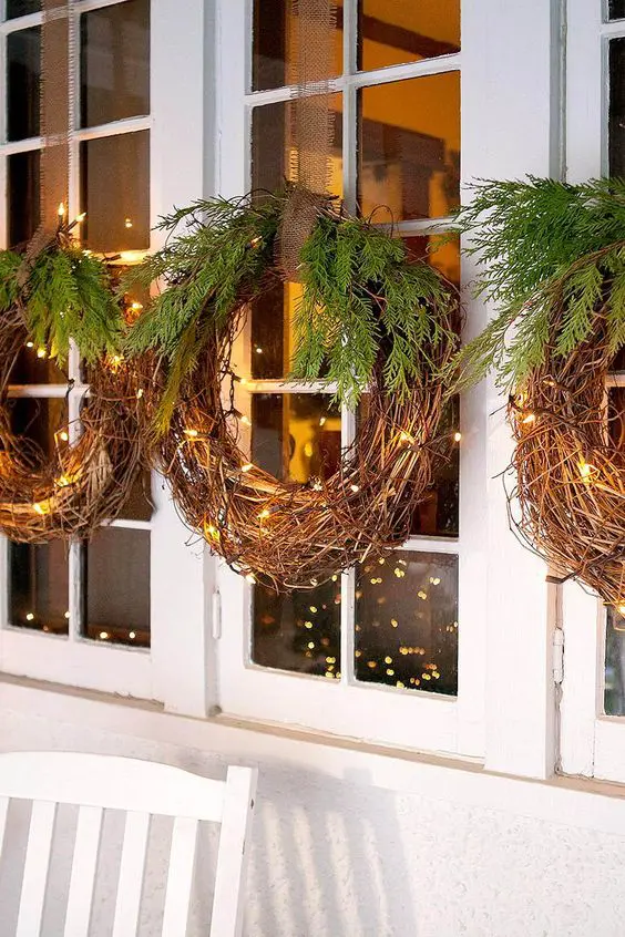 vine wreaths with lights