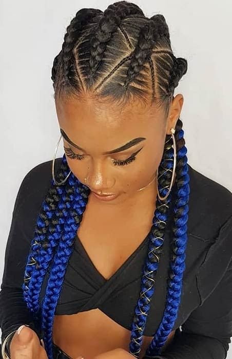 Blue and black Ombre box braids