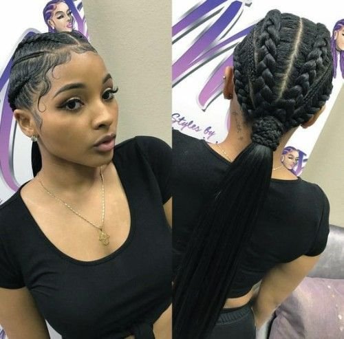 Pull back Braids cornrows with ponytail styles