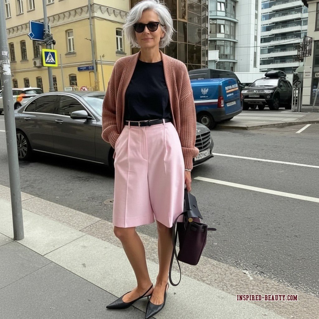 Casual Soft Knit Elastic Waist Jersey Bermuda Shorts