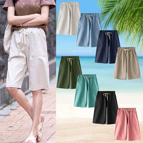 Casual Soft Knit Elastic Waist Jersey Bermuda Shorts Outfits for over 50
