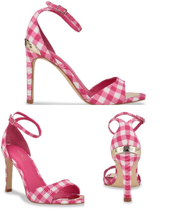 Divine White and Pink Plaid Stilettos High Heels