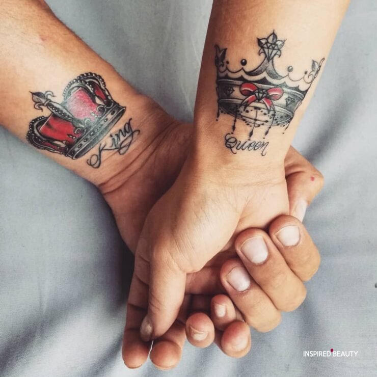 24 King and Queen Tattoos for Couples - Inspired Beauty